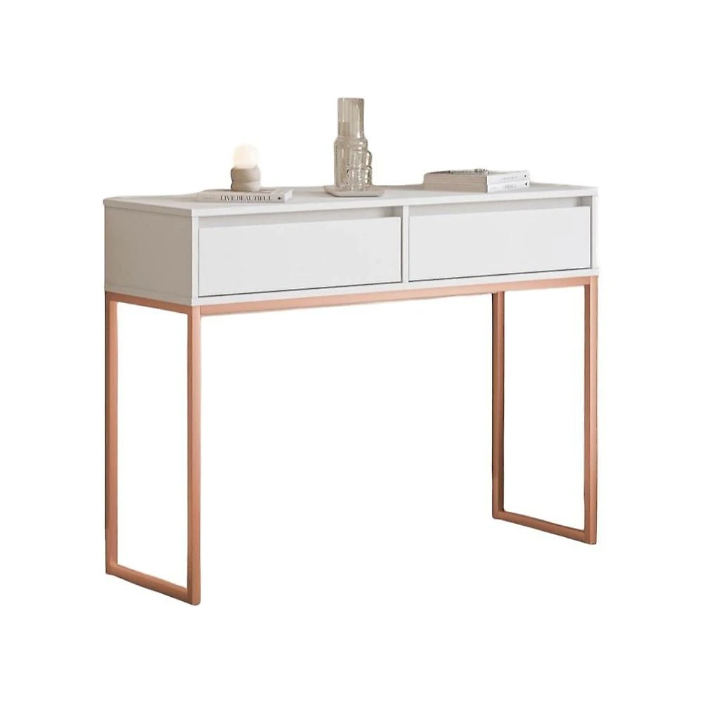 Aparador Buffet Rio 2 Gavetas Para Sala 90 Cm Branco Cobre