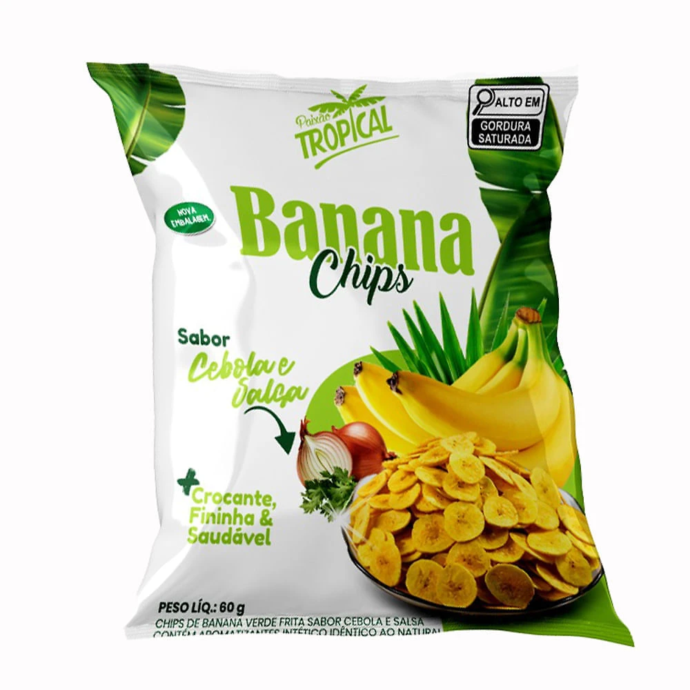 Banana Chips Paixão Tropical Sabor Cebola e Salsa  60g