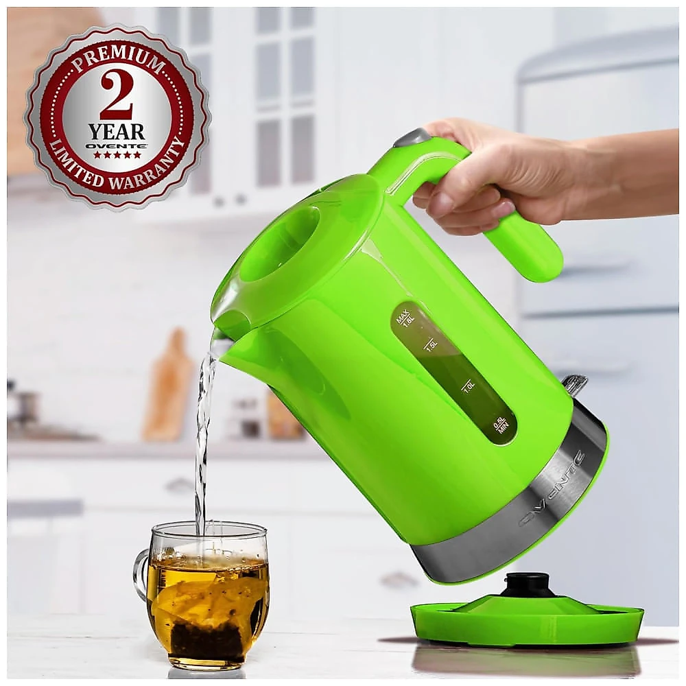 Chaleira Elétrica OVENTE 1,8 Litros, 1500W - Fervura Rápida para Café ou Chá, Livre de BPA, ProntoFill, Janela de Nível de Água, Desligamento