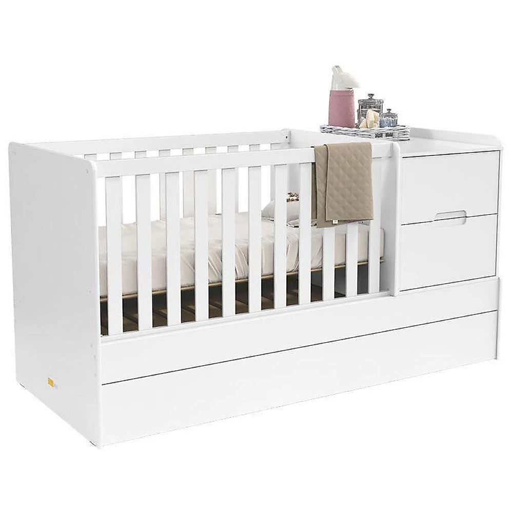 Quarto De Bebê 2 Portas Tutto New Com Berço Multifuncional Formare Branco Acetinado E Colchão - Matic