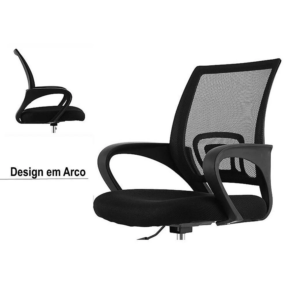 Kit 2 Peças com Escrivaninha 127cm Me4135 e Cadeira Diretor Tela Mesh Tok 3310 Espresso Móveis Escrivaninha 127cm Me4135 com Cadeira Diretor Tela Mesh Tok 3310 Espresso Móveis Preto