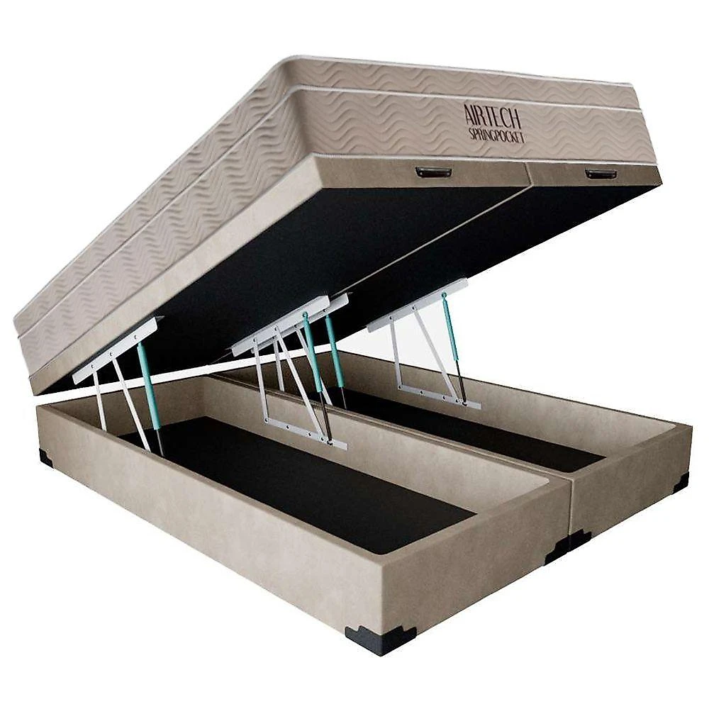 Cama Box com Baú Casal Airtech Pillow Top Molas Ensacadas Sintético Ortobom