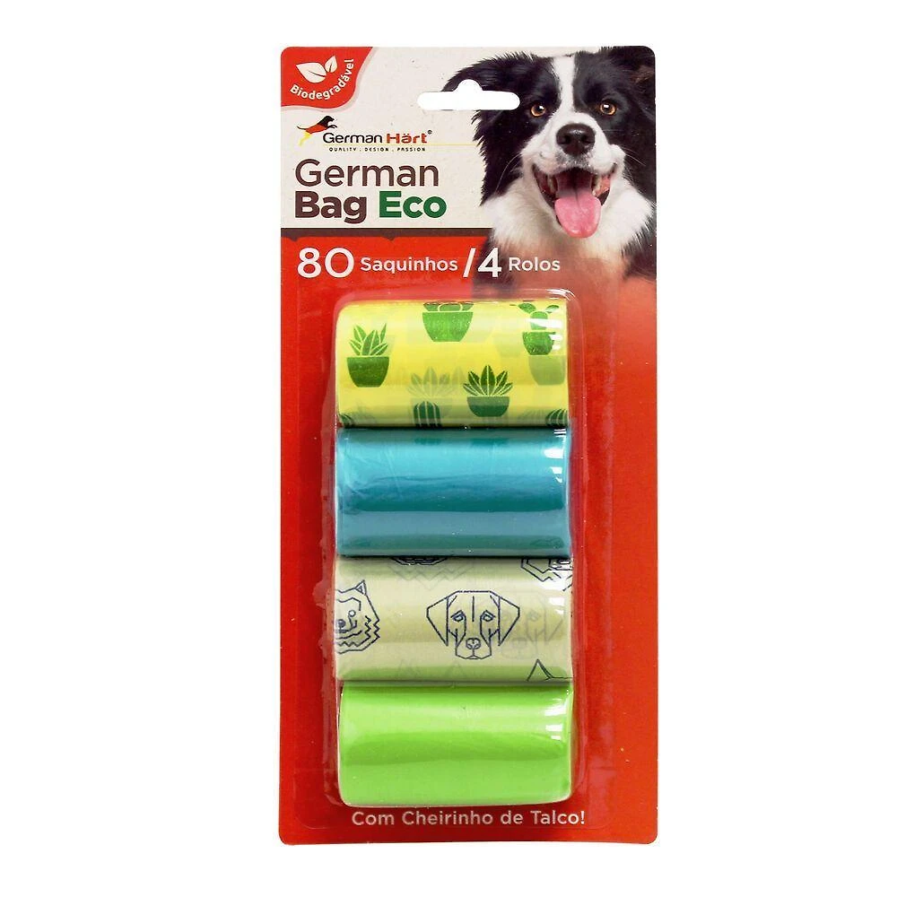 Kit Refil Cata Caca Bio Cactos Germanhart para Cães e Gatos Biodegradável 4 Rolos com 20 Saquinhos