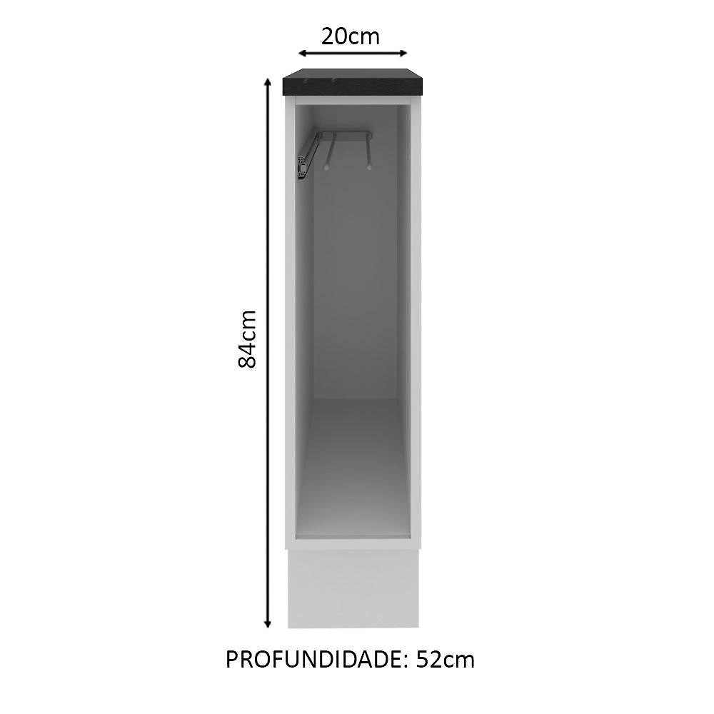 Balcão armário de cozinha porta pano 100% mdf branco acordes madesa