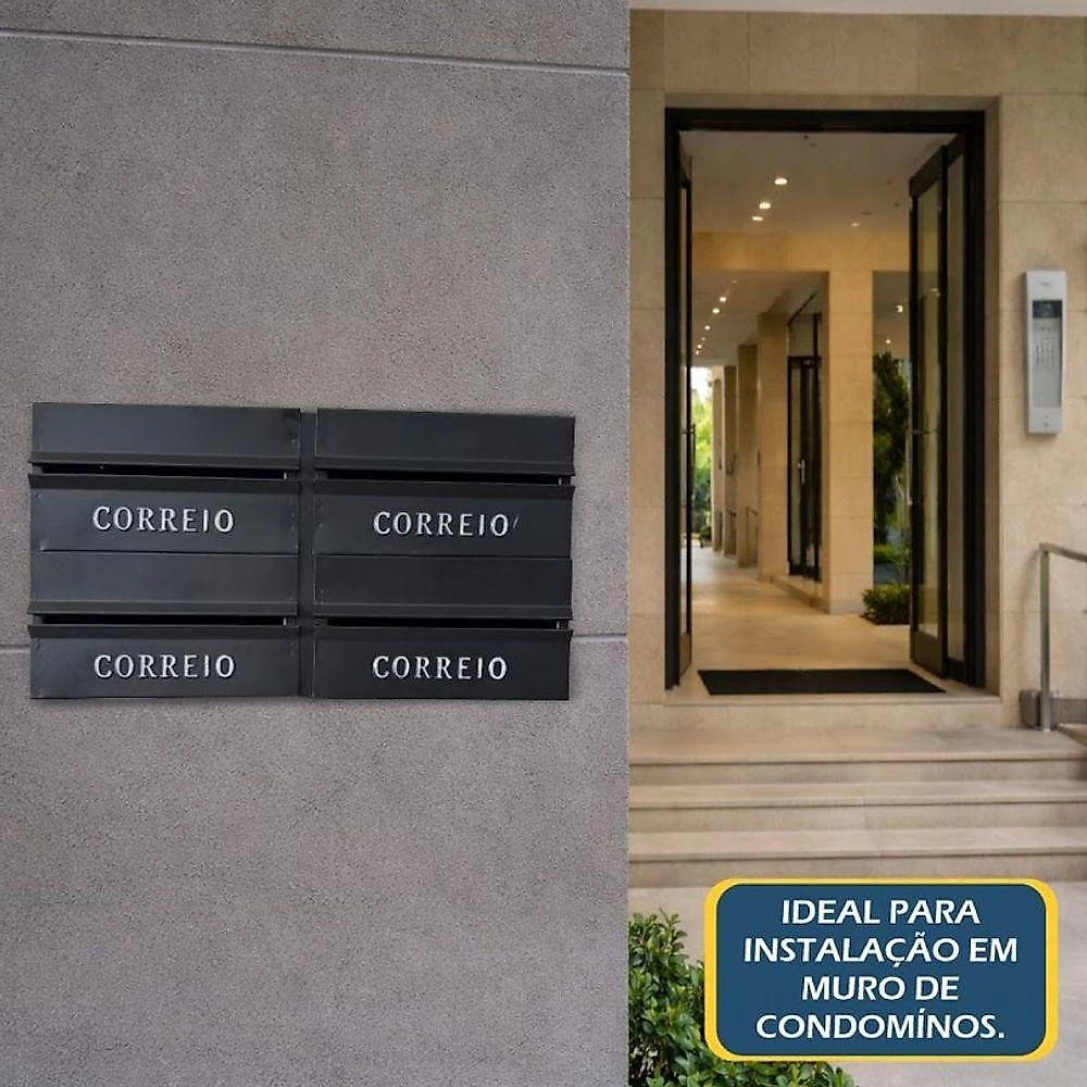 Caixa de Correio 006POM Abertura Traseira Módulos Independentes Preto Ouro Minas 52CM
