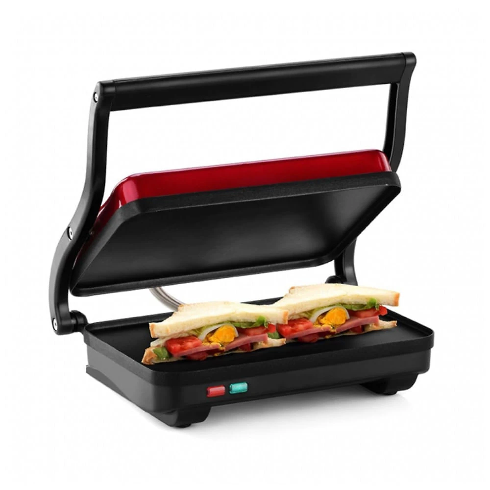 Grill Elétrico para Sanduíches Holstein Housewares Vermelho Metálico Antiaderente sem PFOA 1000W 120V, Modelo HH-0910601R