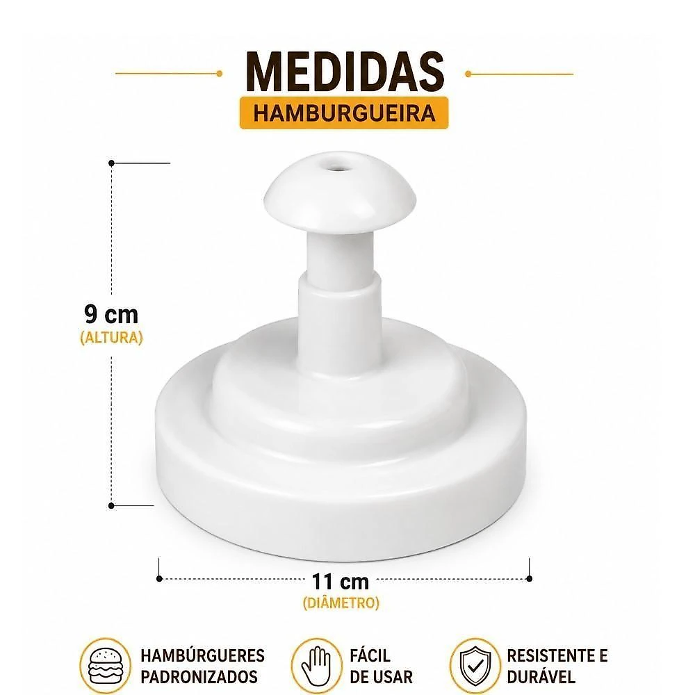 Acessório para Hambúrguer Modelador Manual 11cm Prensa para Modelagem Padronizada Yeet