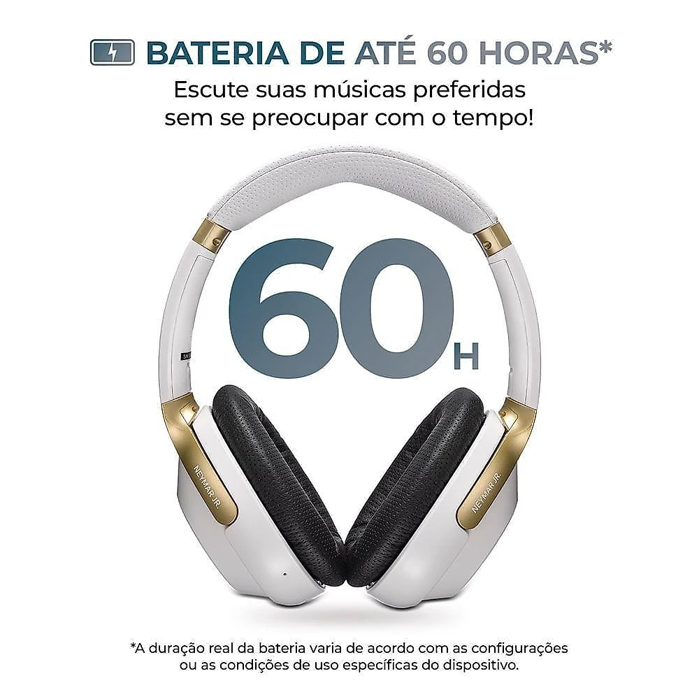 Headphone Aiwa Neymar Anc Branco/dourado Aws-hp-nj-01-wg Fone De Ouvido Aws-hp-nj-01-wg Bivolt
