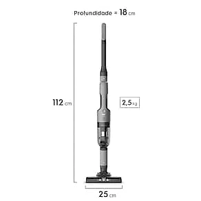Aspirador de Pó Vertical Sem Fio Electrolux Cyclonic Power ERG018 90W 2em1 Cinza