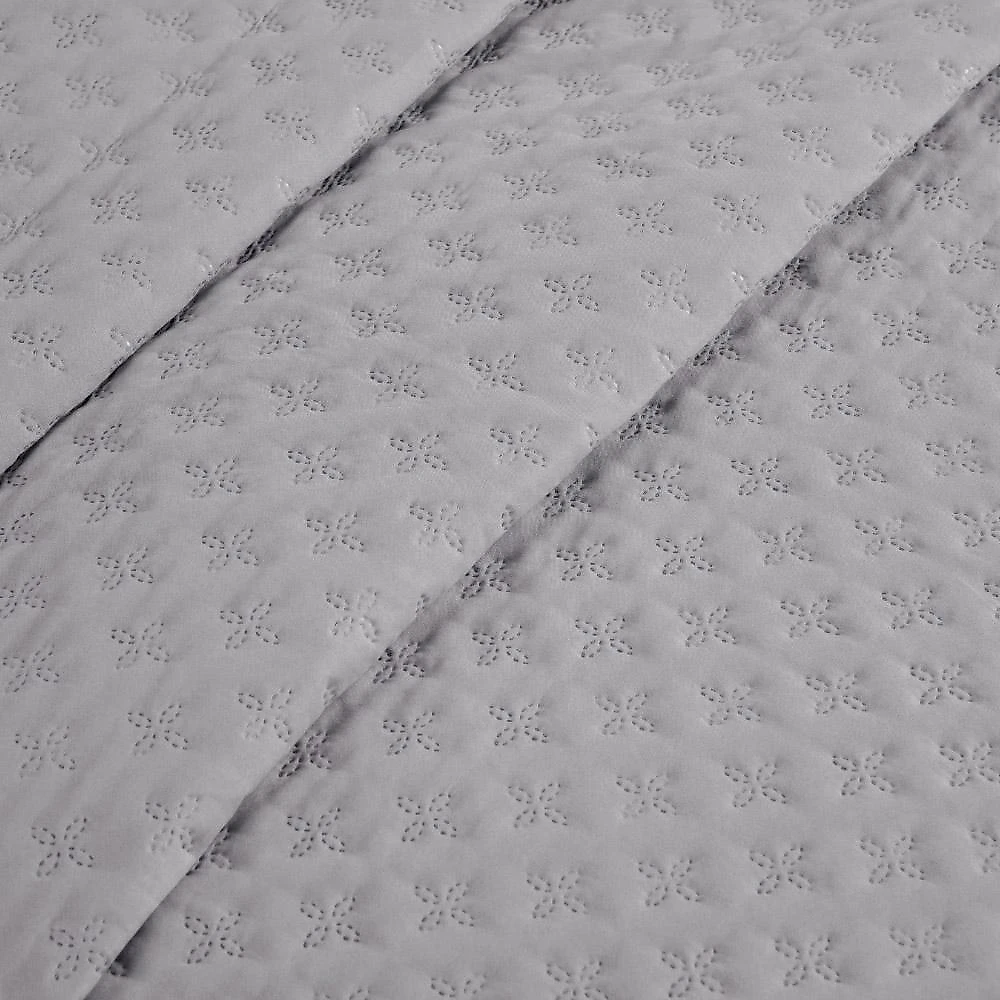 Kit cobre leito colcha atualle casal padrão dupla face microfibra 3 peças - cinza