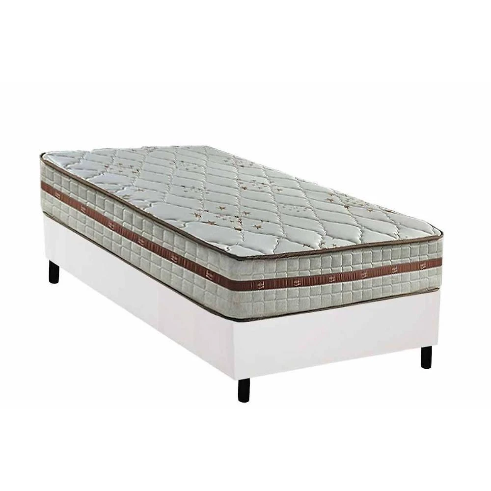 Cama Box Solteiro: Colchão Molas Masterpocket Ensacadas Classic + Base Crc Courano White (88x188)