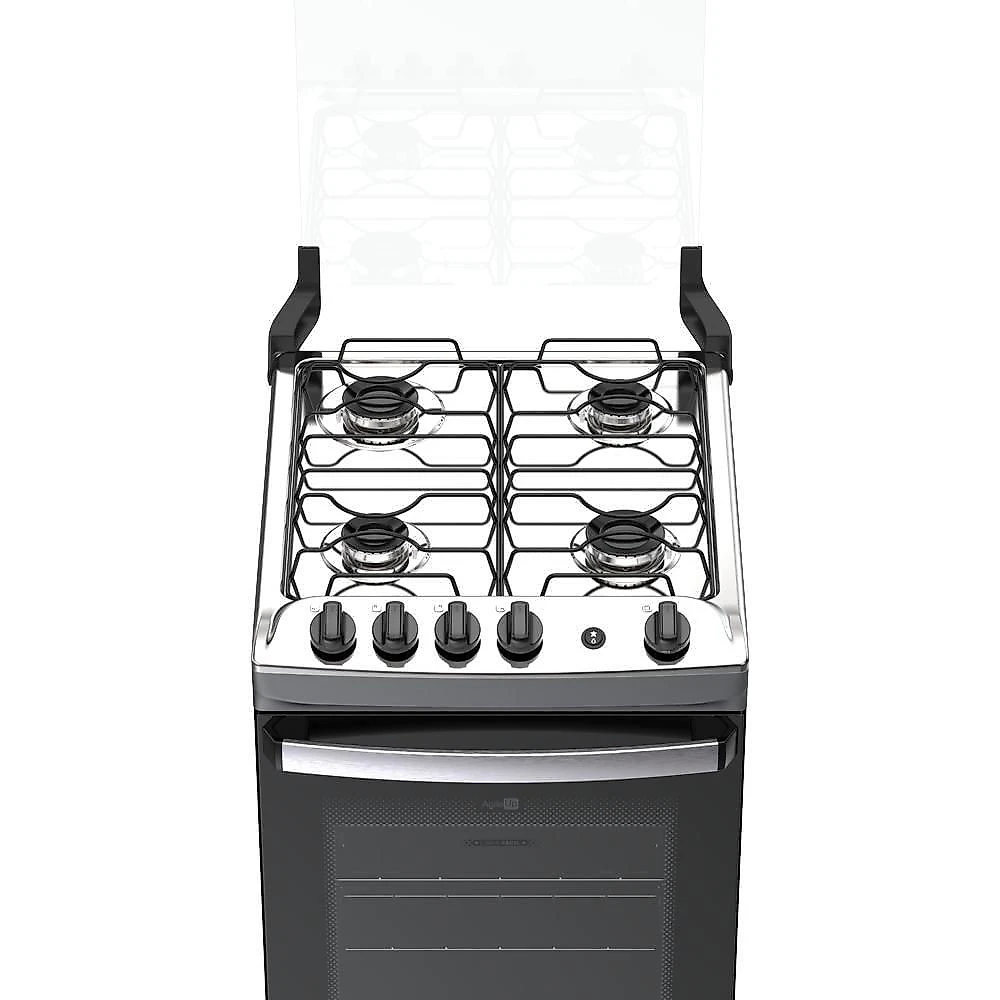 Fogão 4 Bocas Atlas Agile Up Com Mesa De Inox A Gás Bivolt Titanium