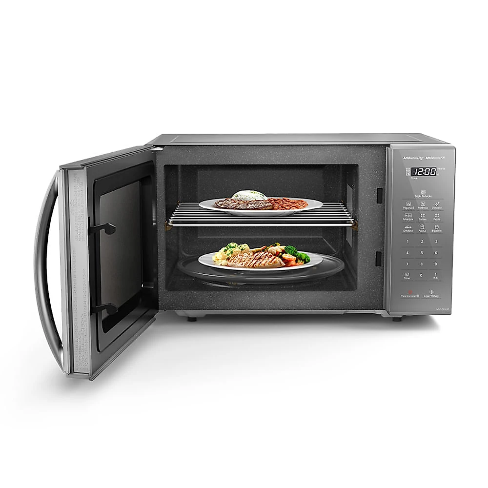 Microondas Panasonic Dupla Refeição 27L Prata - ST55LMRU 110v