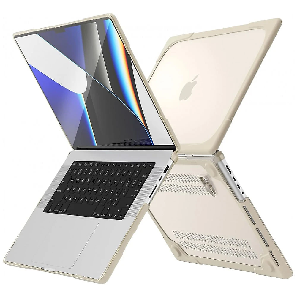 Capa Rígida Batianda MacBook Pro 14" Cáqui – Modelos A2992, A2918, A2779, A2442 com Suporte Dobrável e Proteção Completa