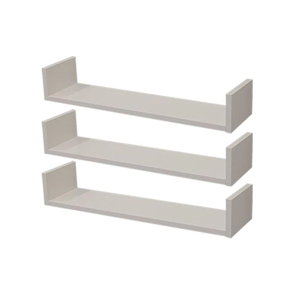Prateleira Kit 3 U 90x20CM MDP Fixação Embutir Invisível Moderno Sala Branco Mercado das Prateleiras