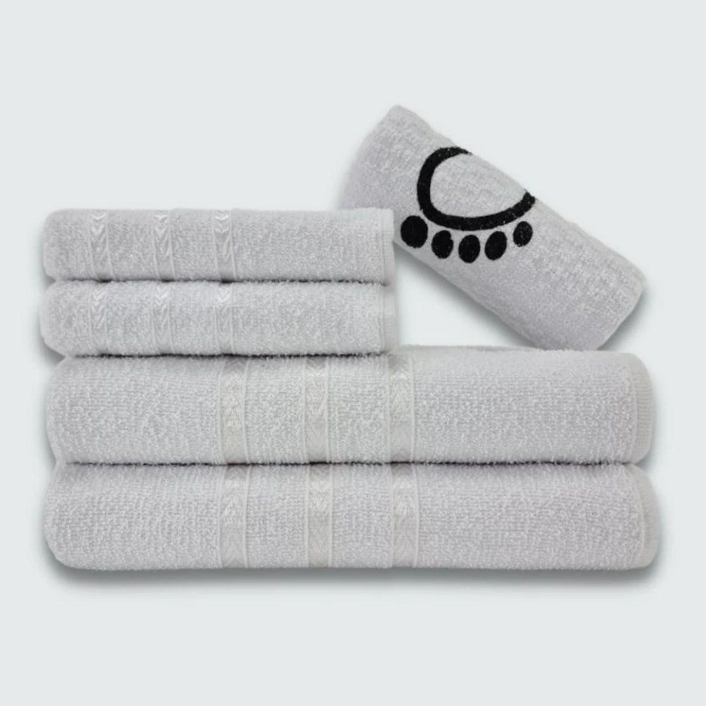 Jogo de Toalha de Banho Verona 5 Peças 100% Algodão 230G-M² Macio Absorvente Confortável Branco