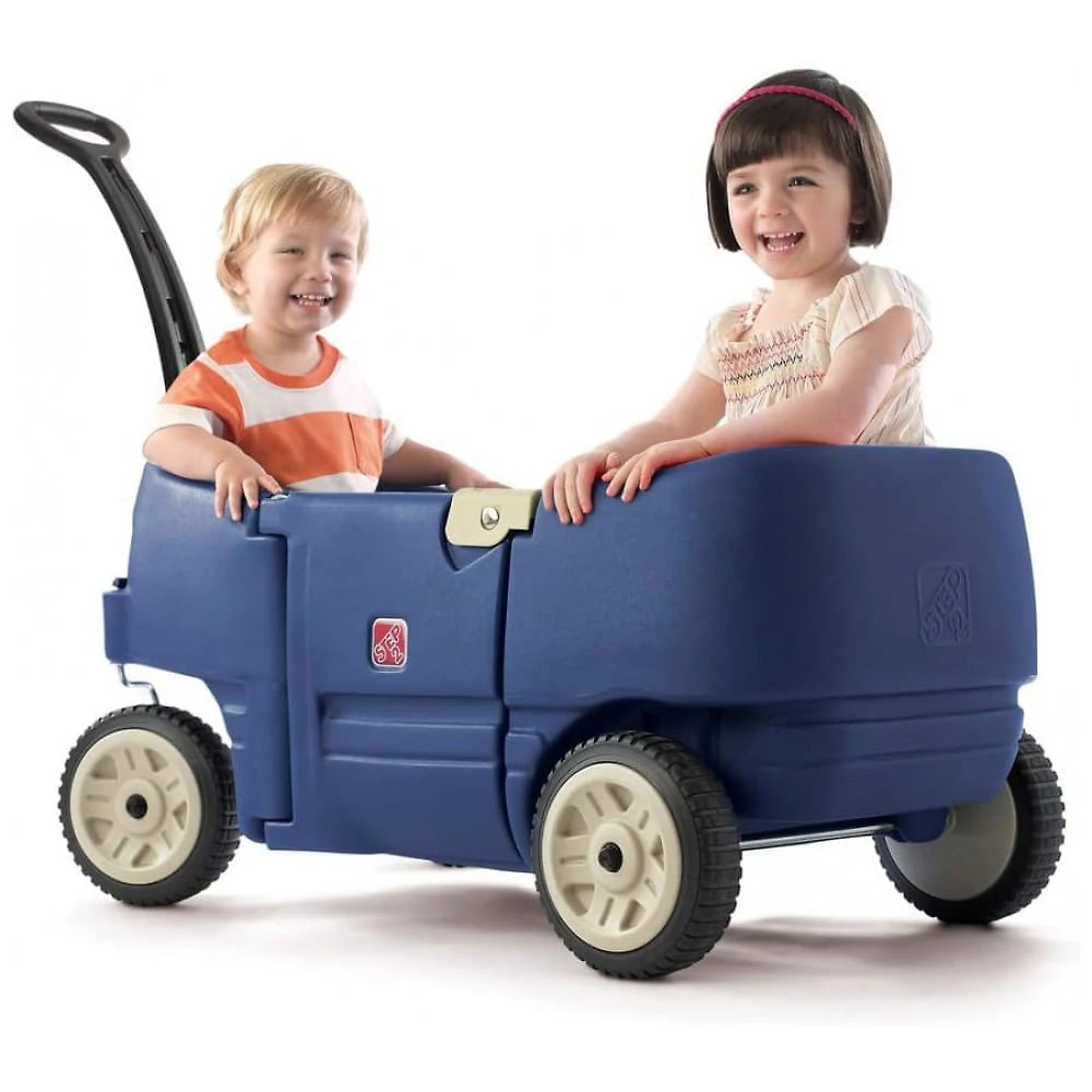 Carrinho de Passeio para 2 Crianças Multifuncional com Porta Objetos, até 90 kg, Step2, Azul