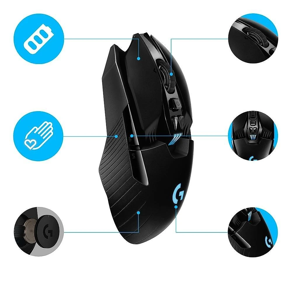 Mouse Gamer Sem Fio Logitech G903 LIGHTSPEED RGB LIGHTSYNC, Design Ambidestro Personalizável, HERO 25K, Compatível POWERPLAY - 910-005671
