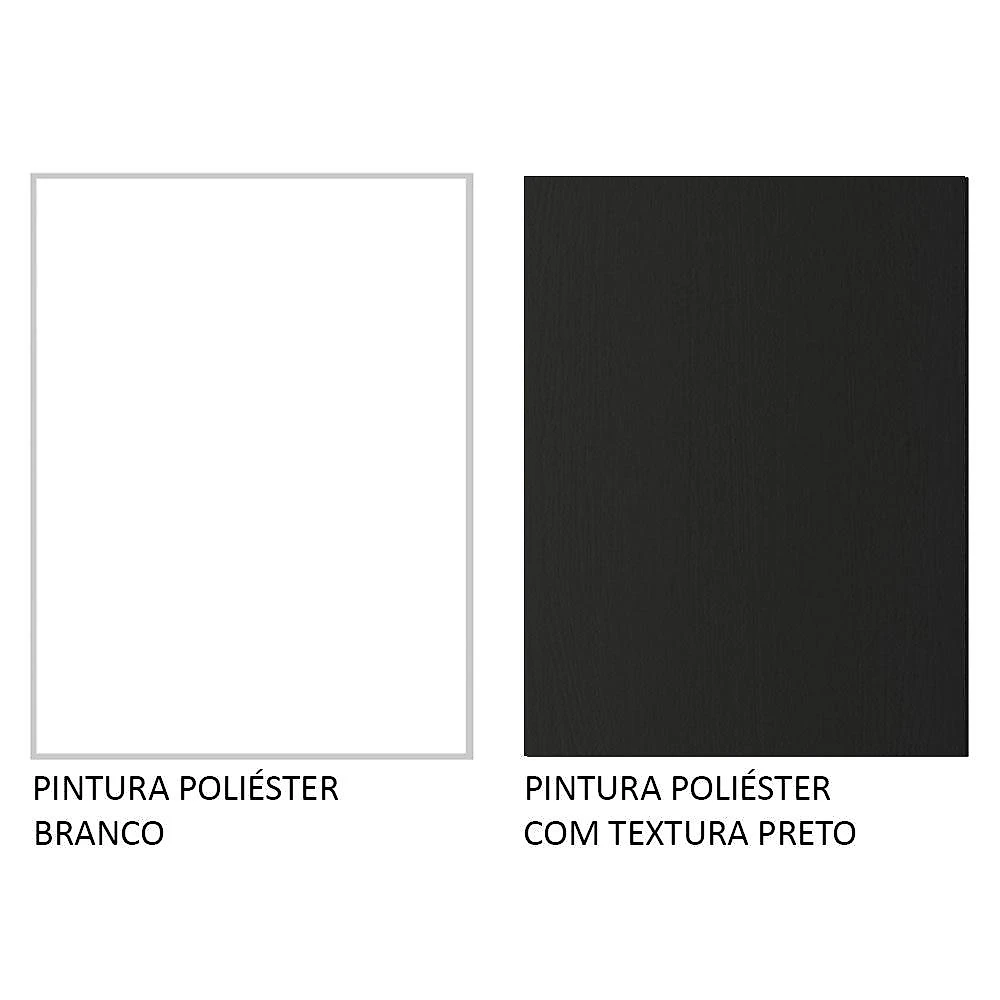 Armário de Cozinha Completa 100% MDF 270cm Branco/Preto Acordes Madesa 06 Branco/Preto