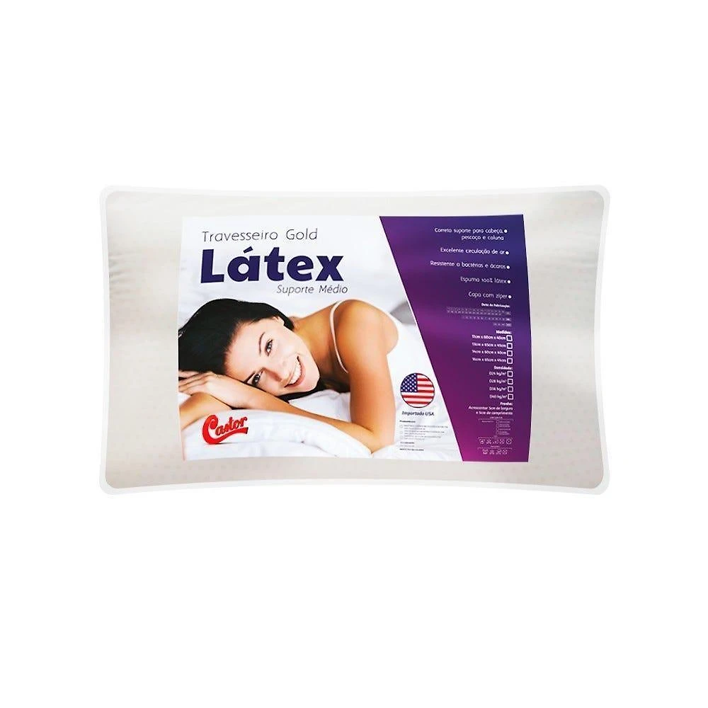 Travesseiro Castor Gold Star Látex Médio 45x65x13cm