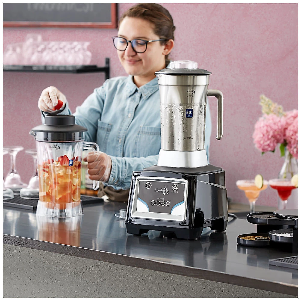 Miniatura Liquidificador Industrial AvaMix BX2100KS 3 1/2 hp com Controle de Teclado, Jarra de Aço Inoxidável de 1,89 Litros e Jarra de Plástico Tritan