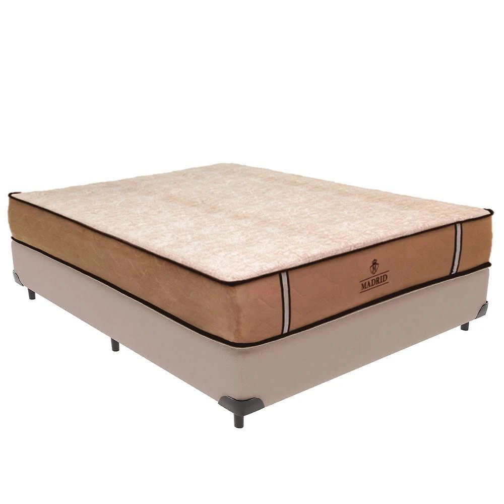 Cama Box Casal Madrid Colchão Molas Ensacadas Bege Vtech