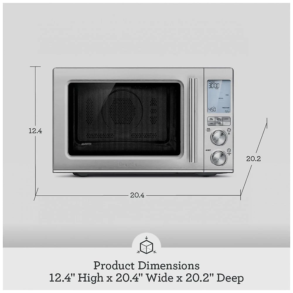 Micro Ondas 3 em 1, 31 Litros em Aço Inoxidável Escovado, 110V 1400W, Breville, Prata