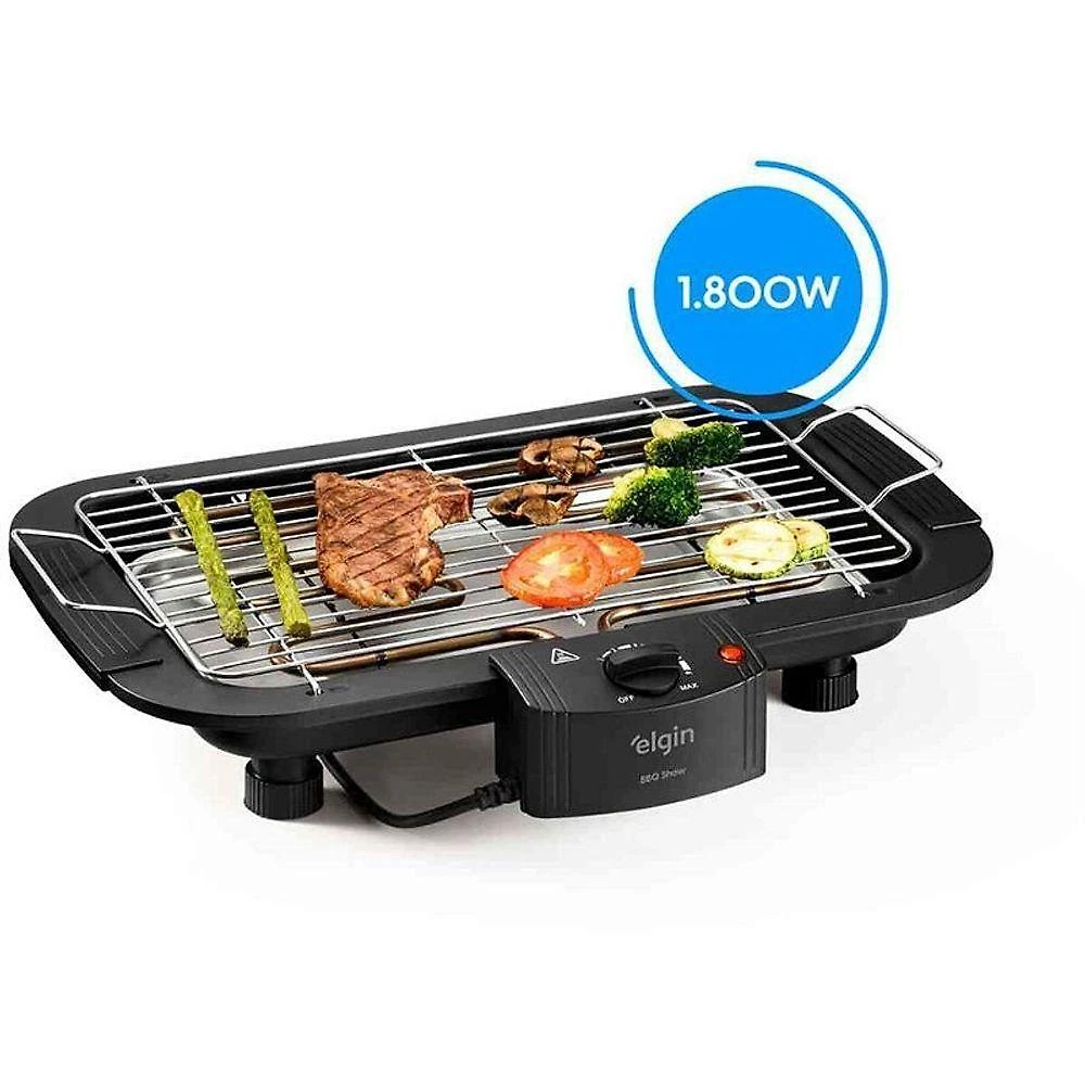 Churrasqueira Elétrica 2000W 220V Termostato Grill Amplo Preta Elgin