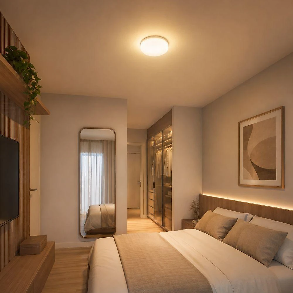 Painel LED Redondo Embutir 18W Luz Uniforme Branco Quente Foxlux Bivolt