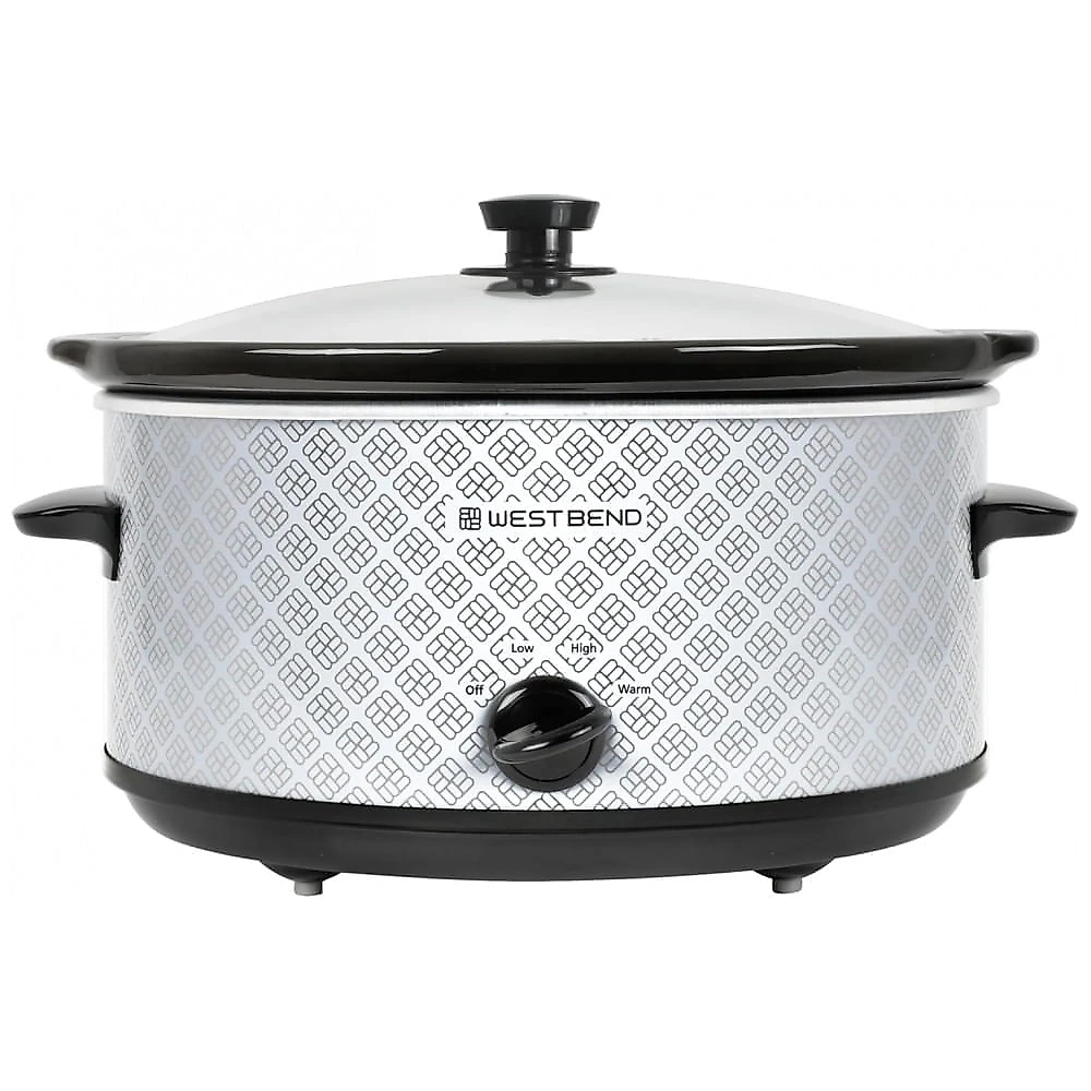 Panela elétrica slow cooker West Bend 6L cerâmica oval prata tampa de vidro 3 temperaturas 330W 110V