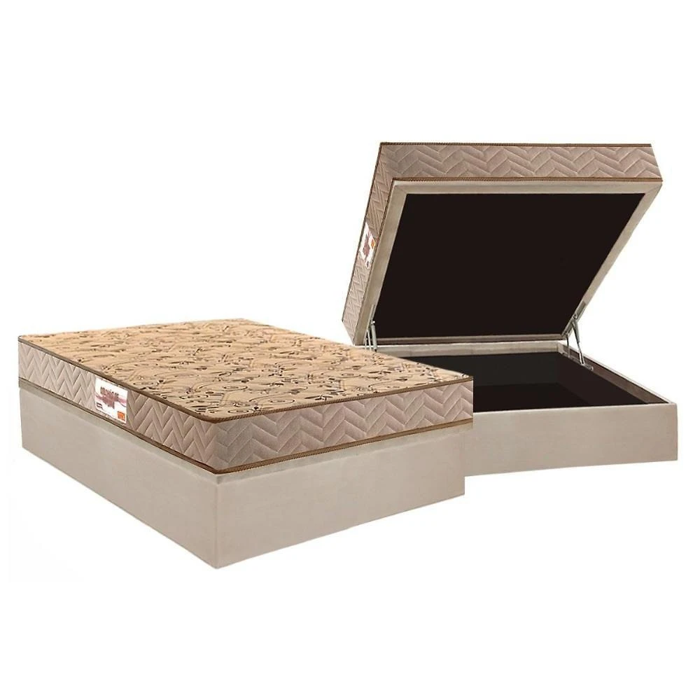 Conjunto Box Baú Casal: Colchão Espuma Paropas Compact Ag 65 - D28 Royalle Clean + Base Crc Suede Clean (138x188)