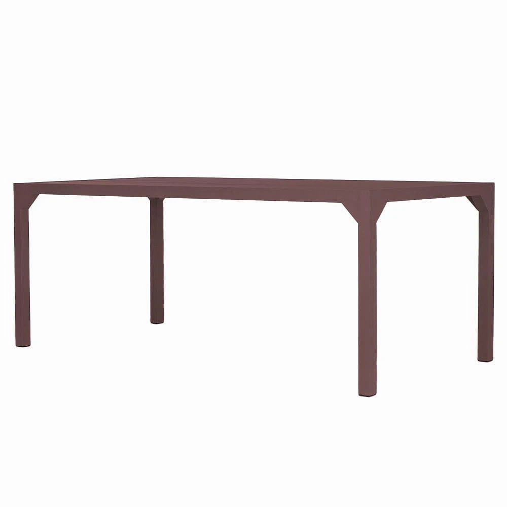 Mesa Retangular Haiti Tampo Ripado em Alumínio Estrutura Pintada Marrom