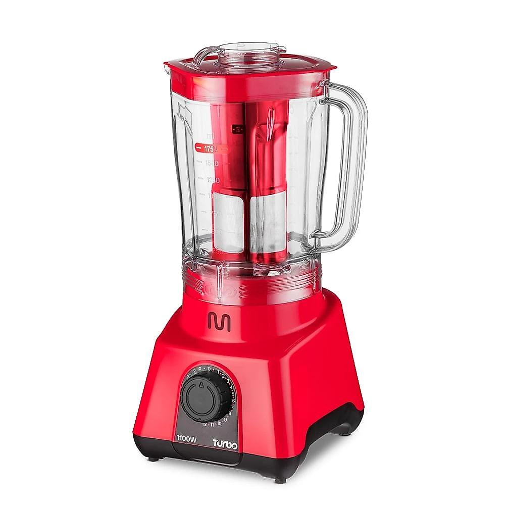 Liquidificador 2,6l turbo vermelho 1100w-127v c/ 12 velocidades multi home - lq1103 vermelho