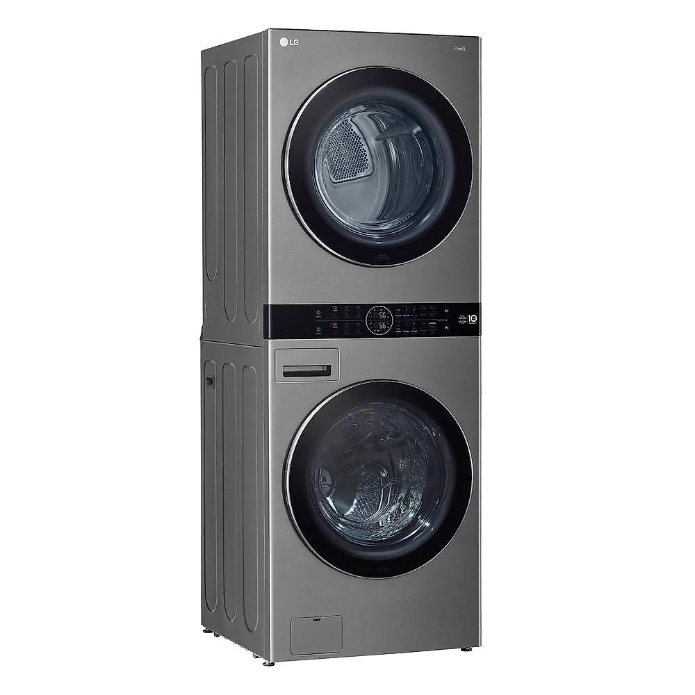 Lava e Seca Smart LG WashTower™ 17kg Aço Escovado com Inteligência Artificial AIDD™ WK17VS6A 220V