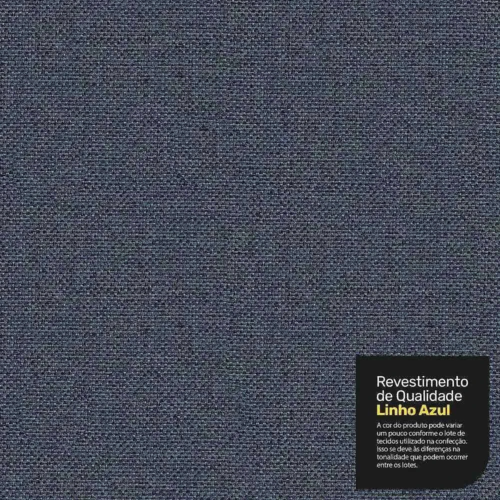Poltrona Decorativa Zoe com Base Balanço e Puff Linho Denim Conforto Azul Abmaza
