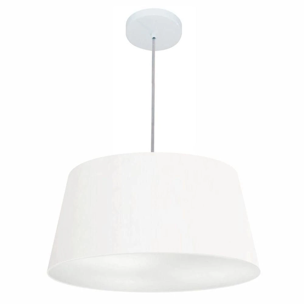 Lustre Pendente Cone Vivare Md-4050 Cúpula Em Tecido 21/50x40cm - Bivolt Branco 127/220v