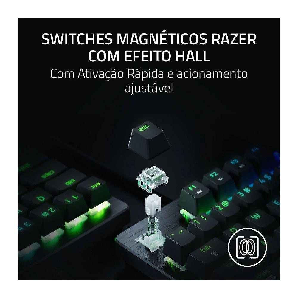 Teclado Magnético Gamer Razer Huntsman V3 HE TKL, 8KHz, Rapid Trigger, USB-C, RGB, Preto - RZ03-05920200