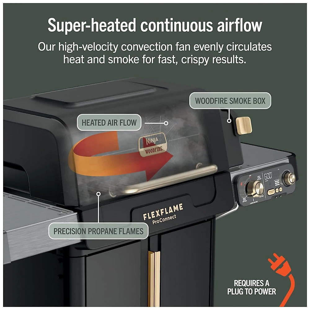 Grill Ninja FlexFlame PG305 ProConnect Sistema Inteligente 5-em-1 Preto/Dourado 120V