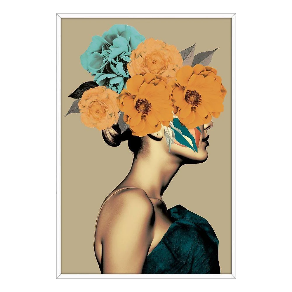 Quadro Decorativo Flores Que Vibram Retangular 50x75CM em Madeira com Vidro Acrílico Branco Soleil webcontinental-7908118134279