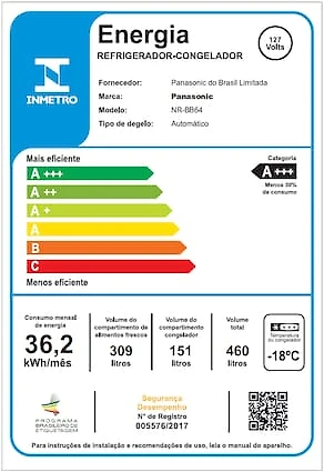 Geladeira Panasonic Inverse 475L Frost Free BB64X Aço Escovado 110V