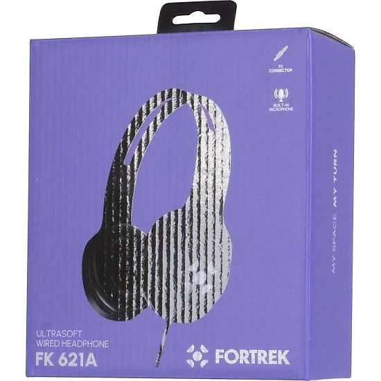 Fone de ouvido fortrek fk 621a com microfone preto