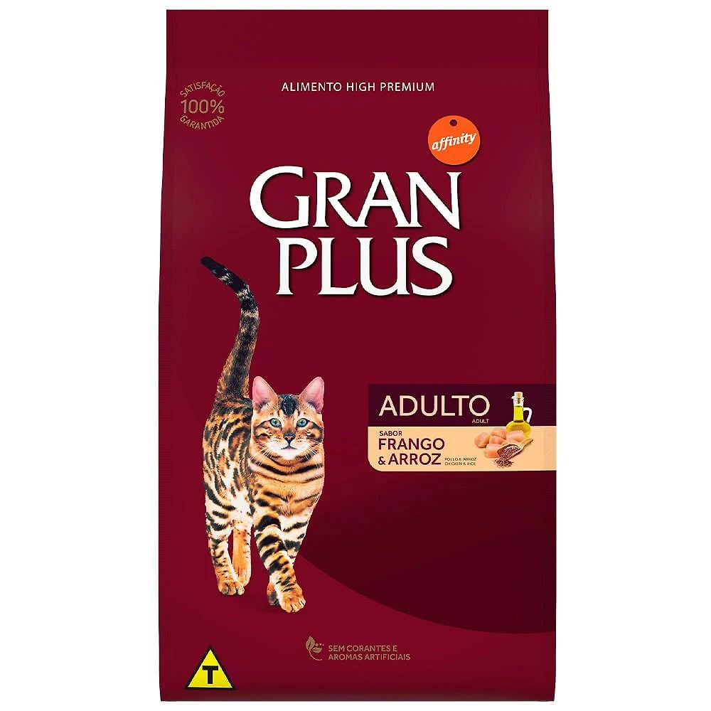 Ração Gran Plus Frango e Arroz para Gatos Adultos - 10,1 Kg