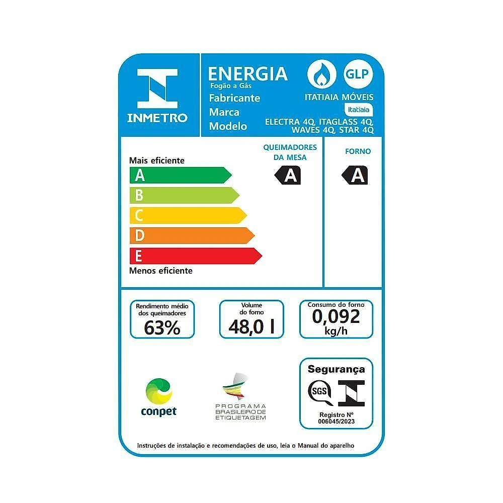 Fogão itatiaia electra glass pluss piso 4 bocas branco mesa de vidro bivolt (3700000485)