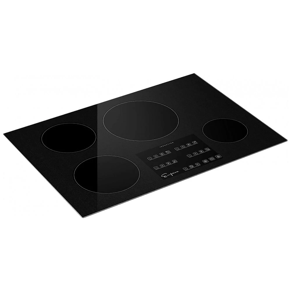 Cooktop elétrico de indução 76cm Empava 4 zonas vidro preto painel touch booster timer trava 7400W 220V