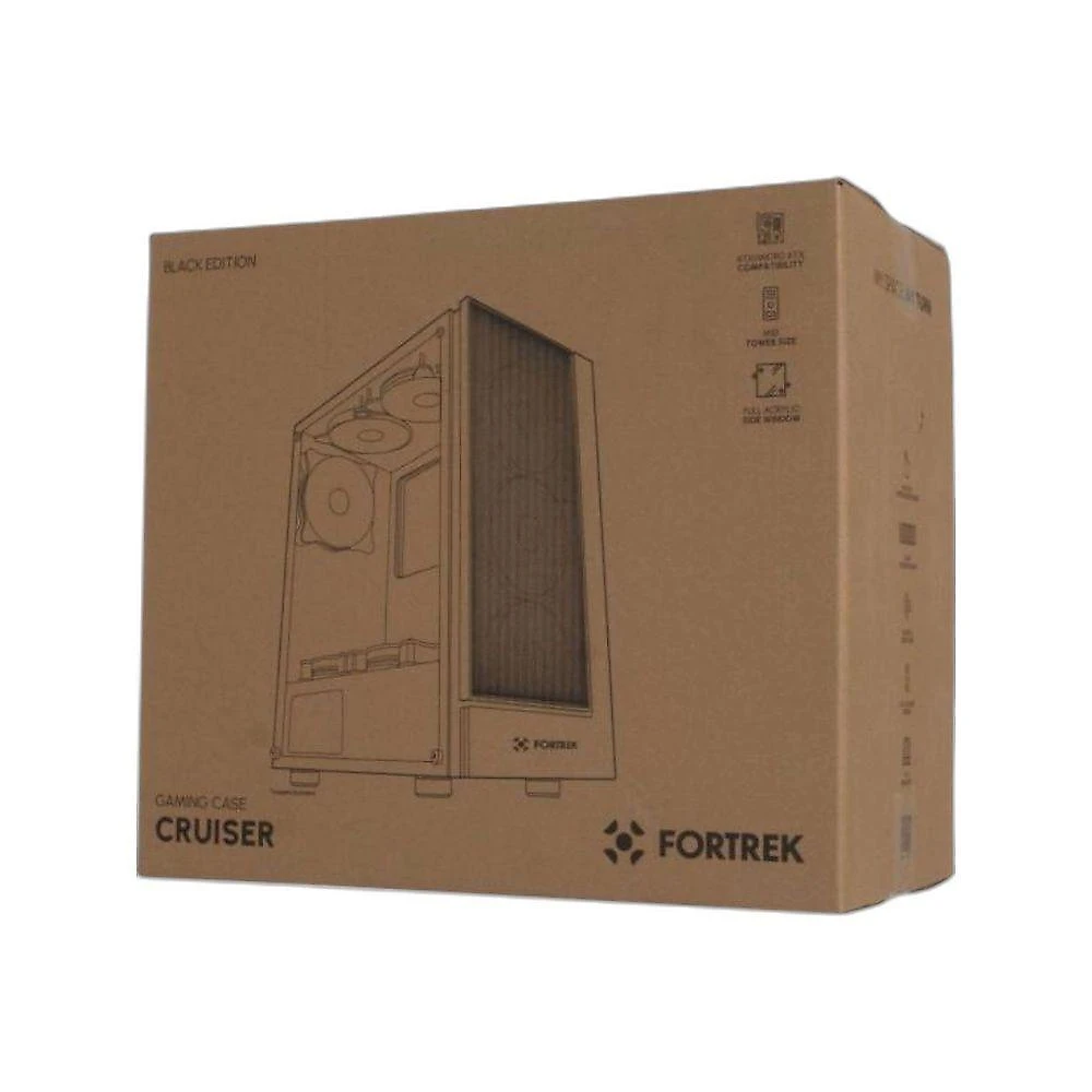 Gabinete Gamer Fortrek Cruiser Mid Tower RGB Preto com 3 Fans