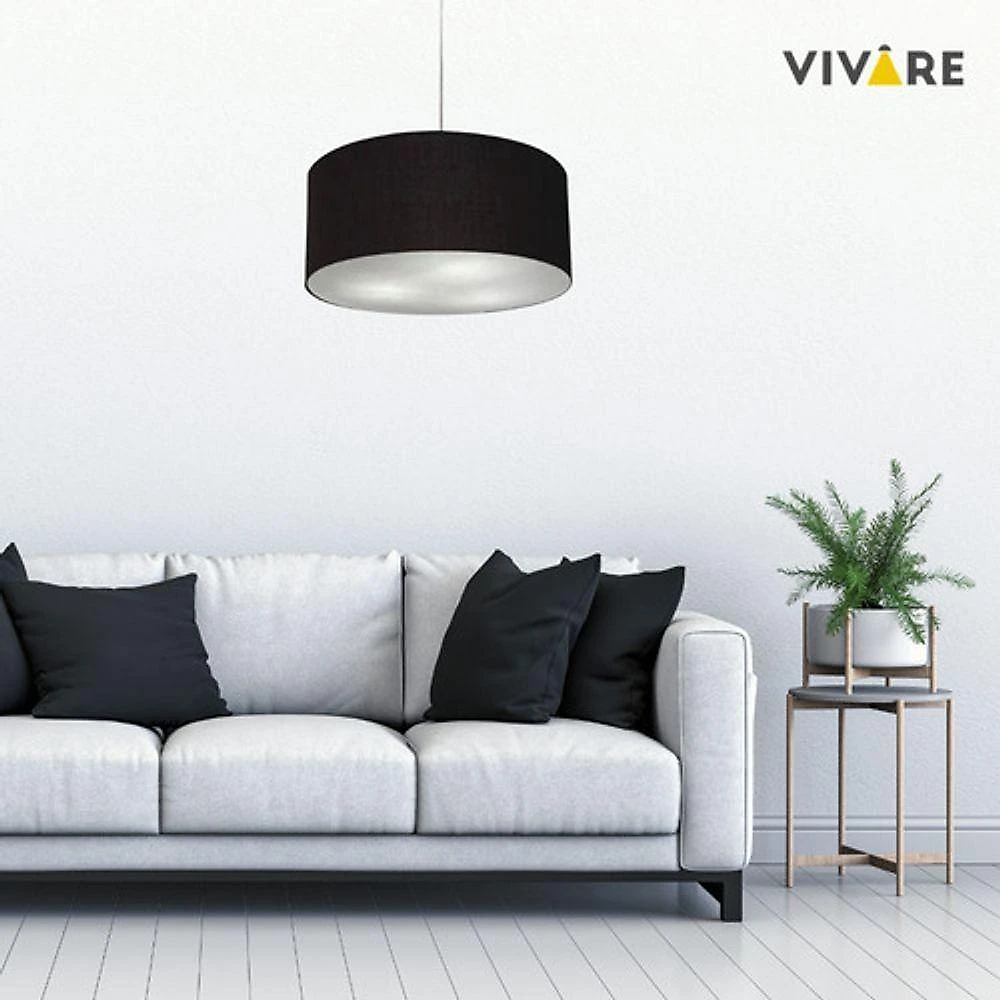 Lustre Pendente Cilíndrico Md-4049 Cúpula Em Tecido 50x21cm Preto - Bivolt