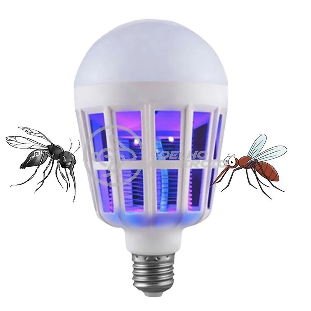 Lâmpada Luz Led Branco 15w Atrai Choque Mosquito