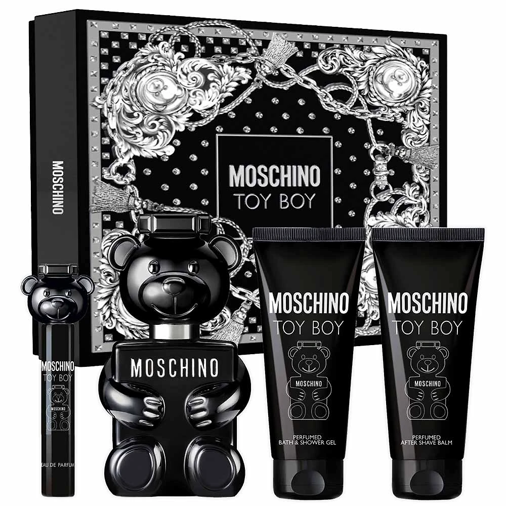 Miniatura Coffret Moschino Toy Boy Kit - Perfume Masculino EDP + Shower Gel + Shave Balm + Travel Spray Kit