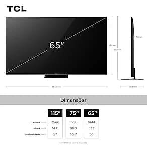 Smart TV TCL 65”4K QD-Mini Led 65C7K 144Hz com Sistema Operacional Google TV