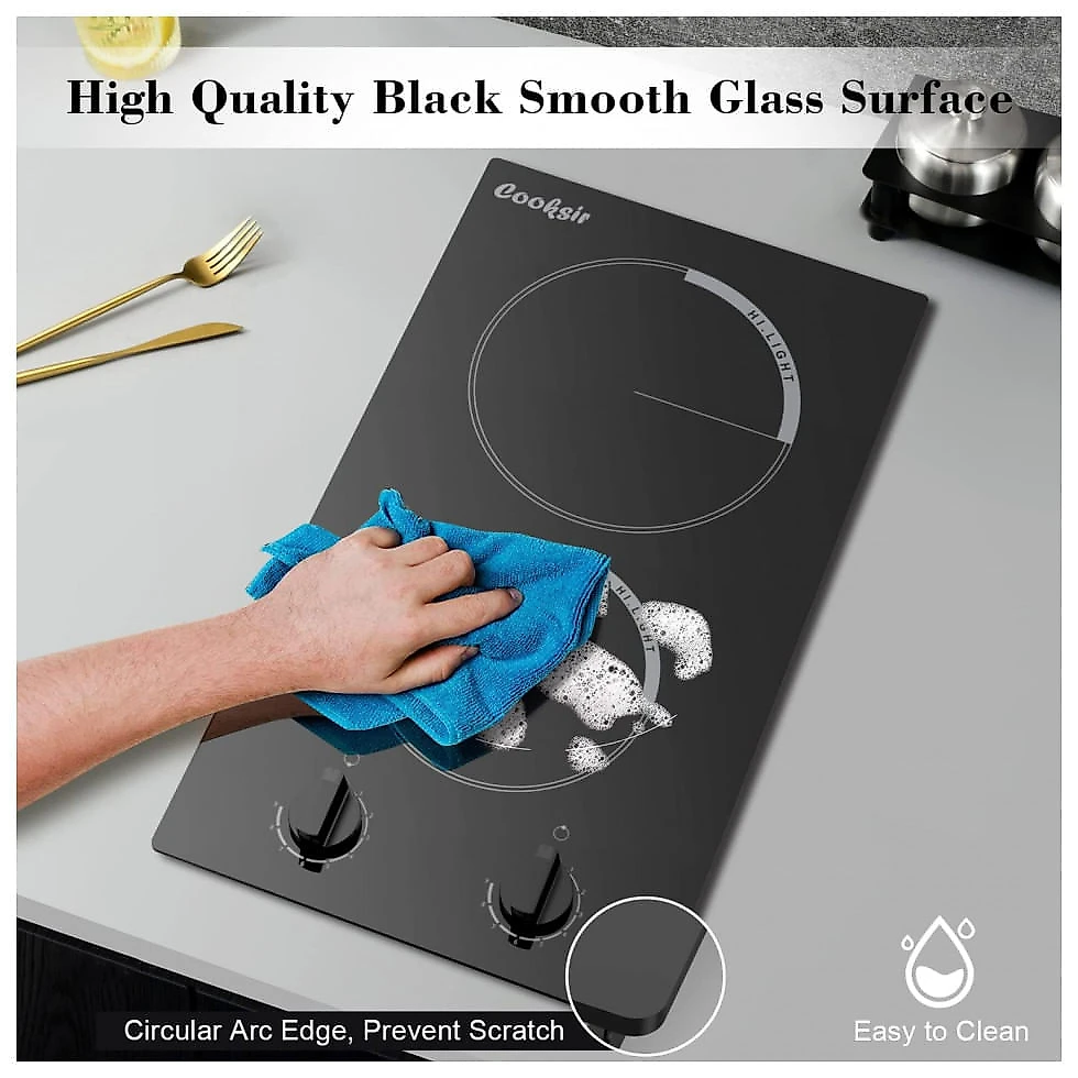 Cooktop Elétrico de Embutir com 4 Queimadores de Indução e 9 Níveis de Temperatura, 220V 6000W, Cooksir, Preto